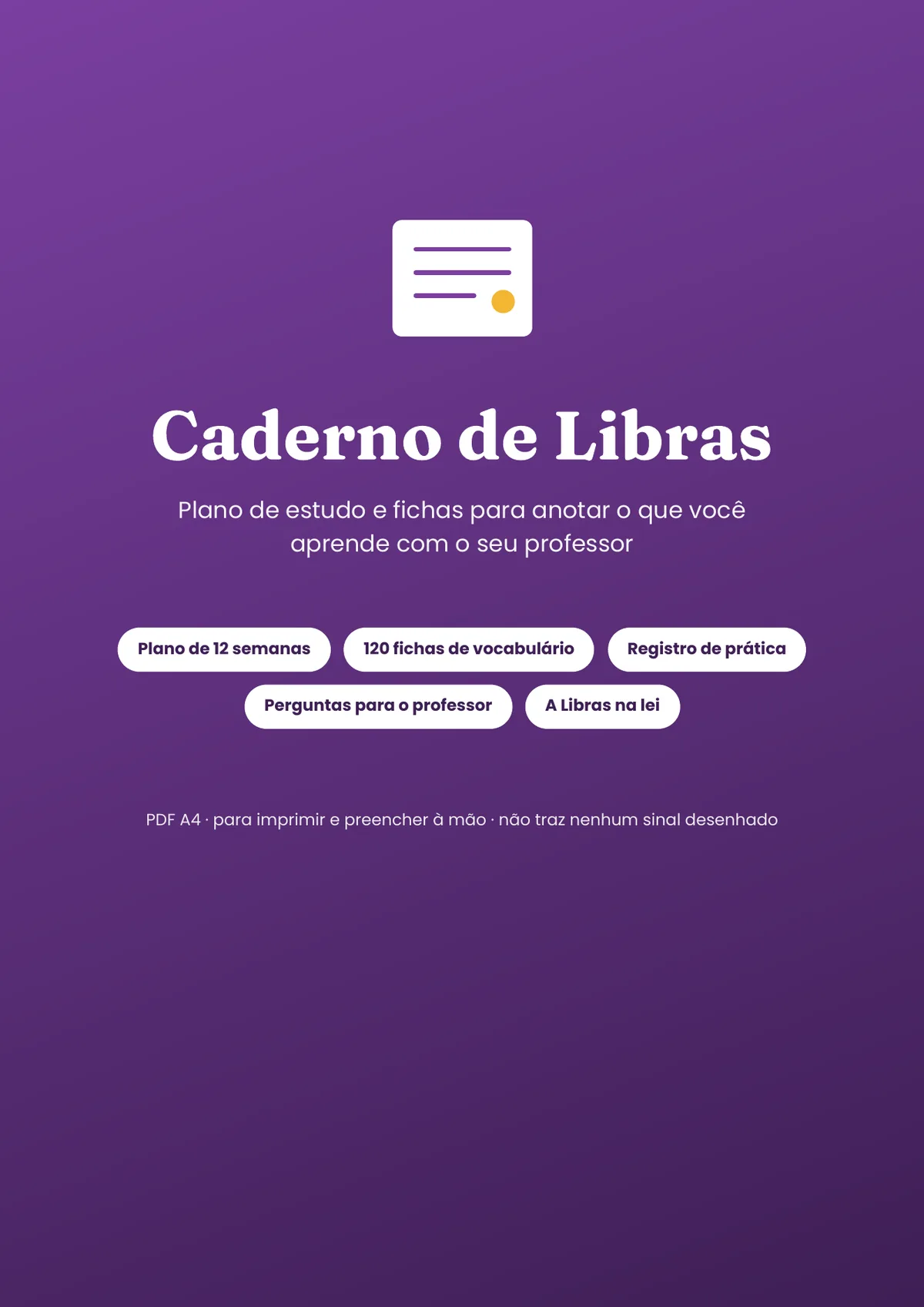 Página real do PDF Caderno de Libras: capa